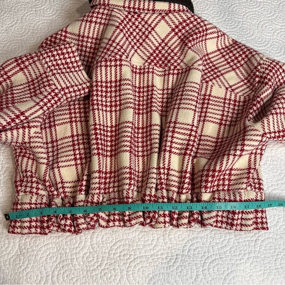 ba&sh Red and Cream Plaid Bomber Jacket - Picture 16 of 16